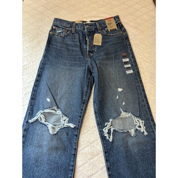 New Levi’s Super High Rise Rib Cage Straight Women’s  Distressed Jeans Sz  29/27 - Picture 7 of 16